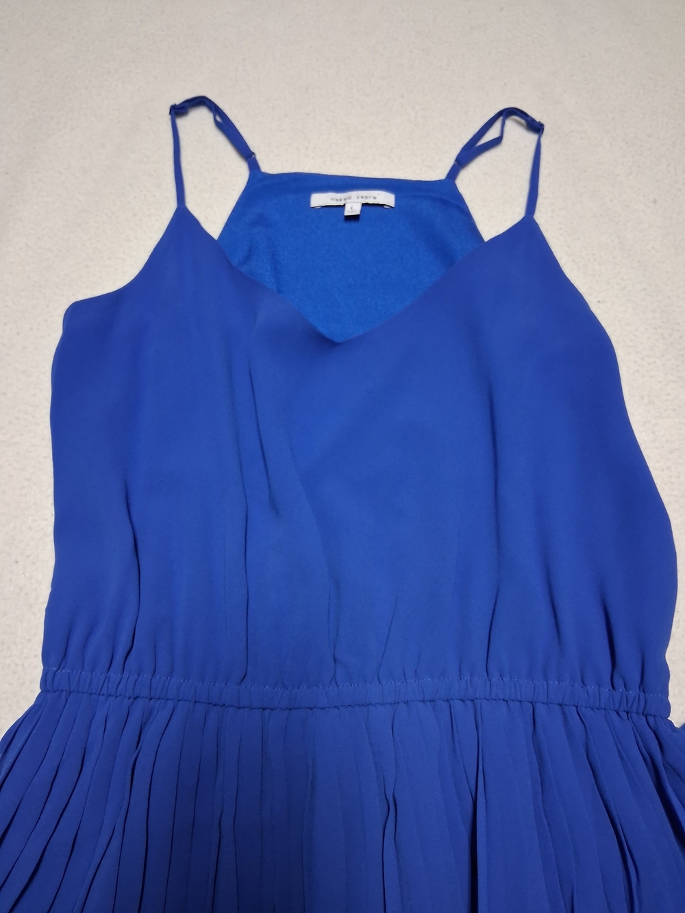 Naked Zebra Royal Blue Pleated Spaghetti-Strap Dress - Picture 3 of 6